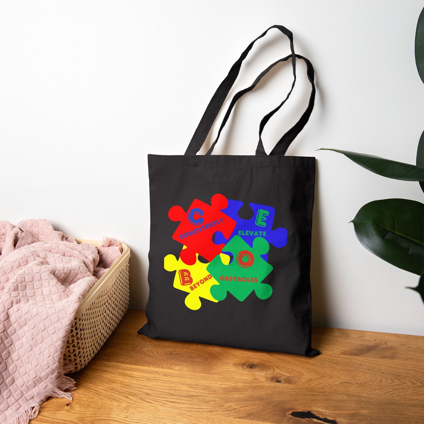 C.E.B.O. Autism Puzzle Piece Cotton Tote Bag