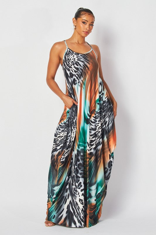 Leopard Swirl Maxi Dress