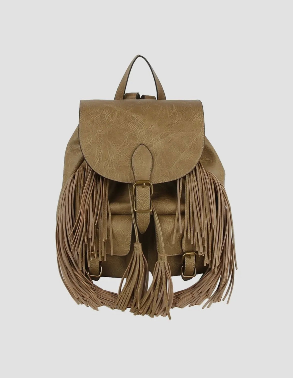 The Double Back Buckle Flap Fringe Backpack