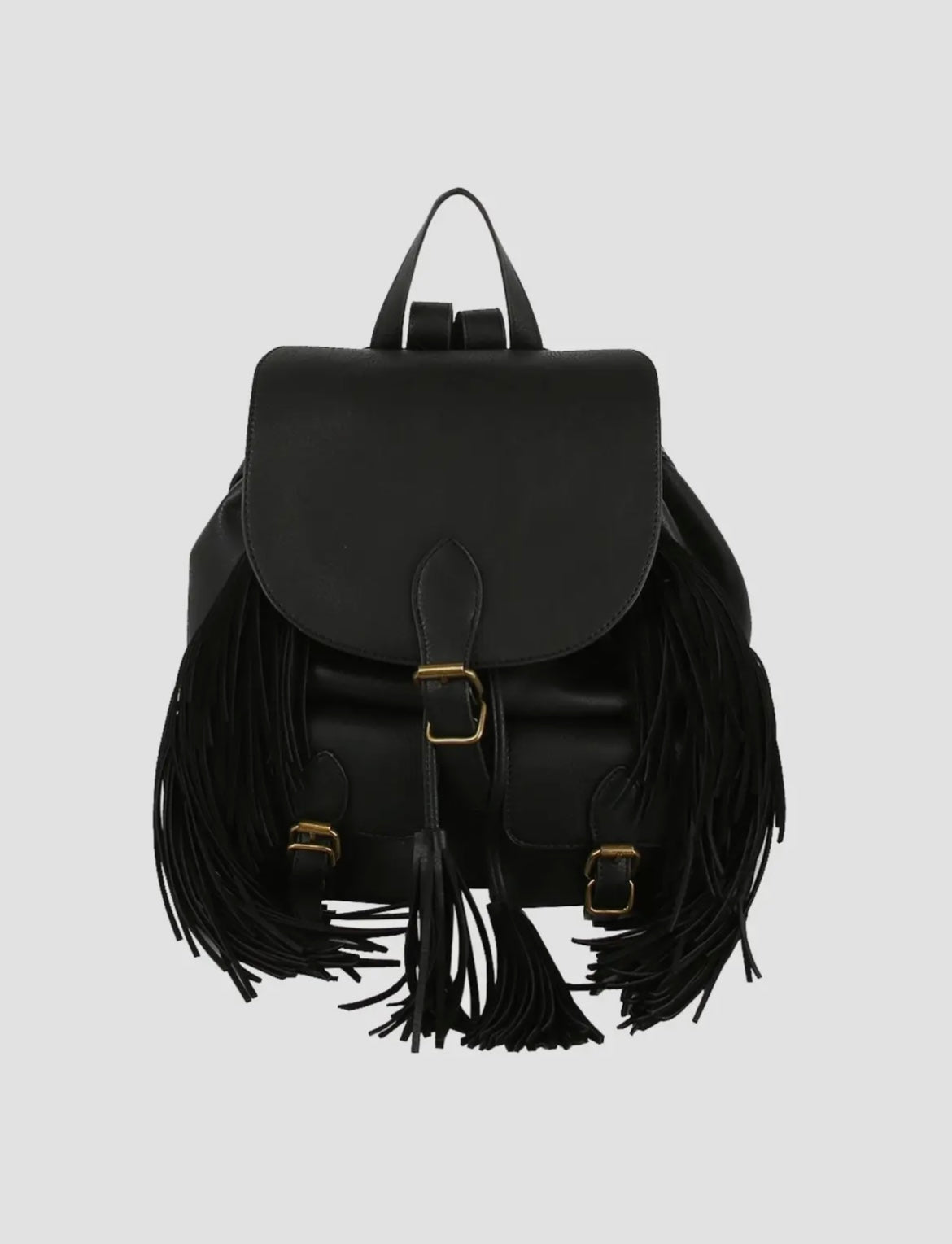 The Double Back Buckle Flap Fringe Backpack