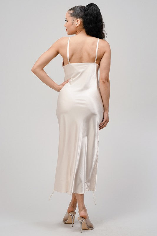 Stepping in Satin Dress