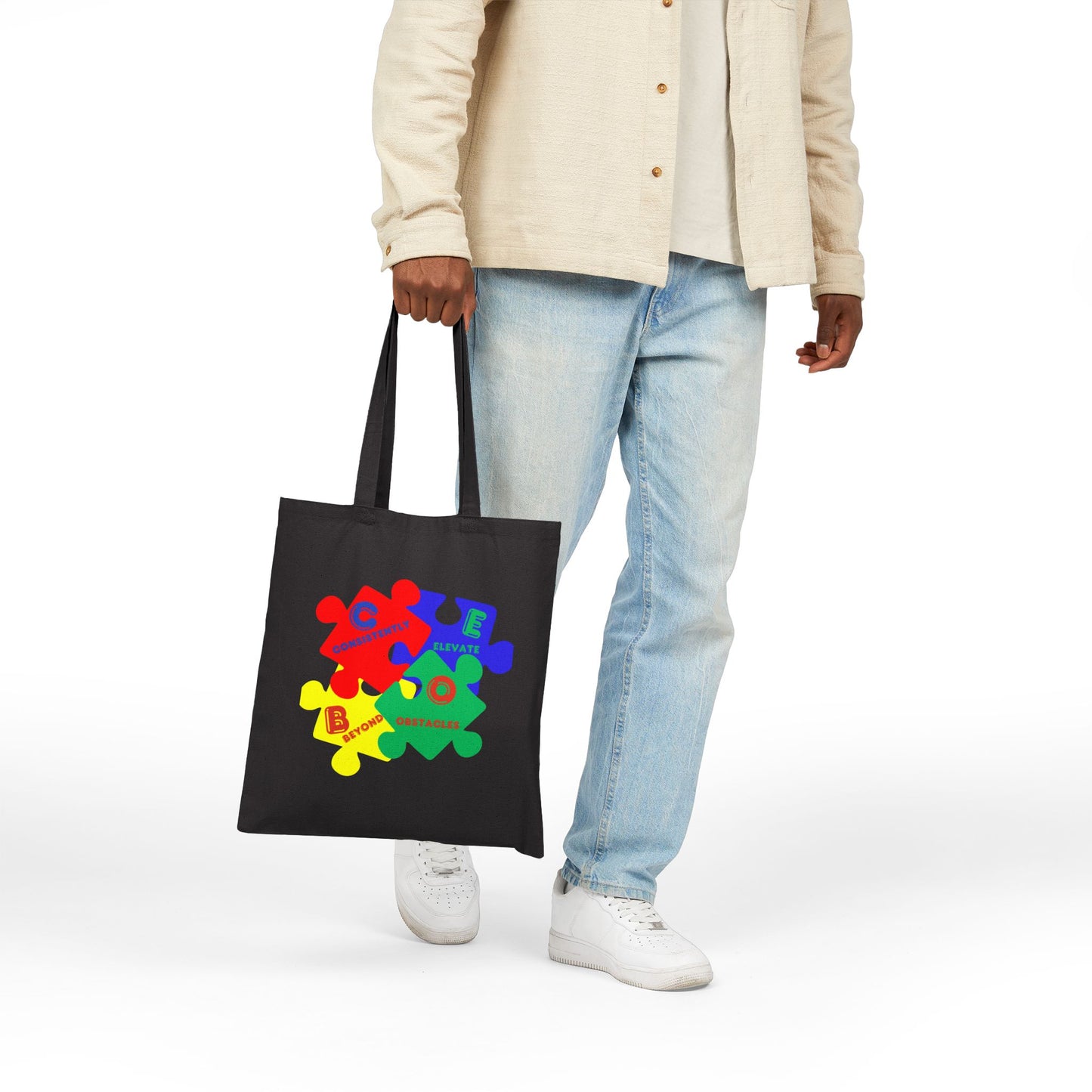 C.E.B.O. Autism Puzzle Piece Cotton Tote Bag