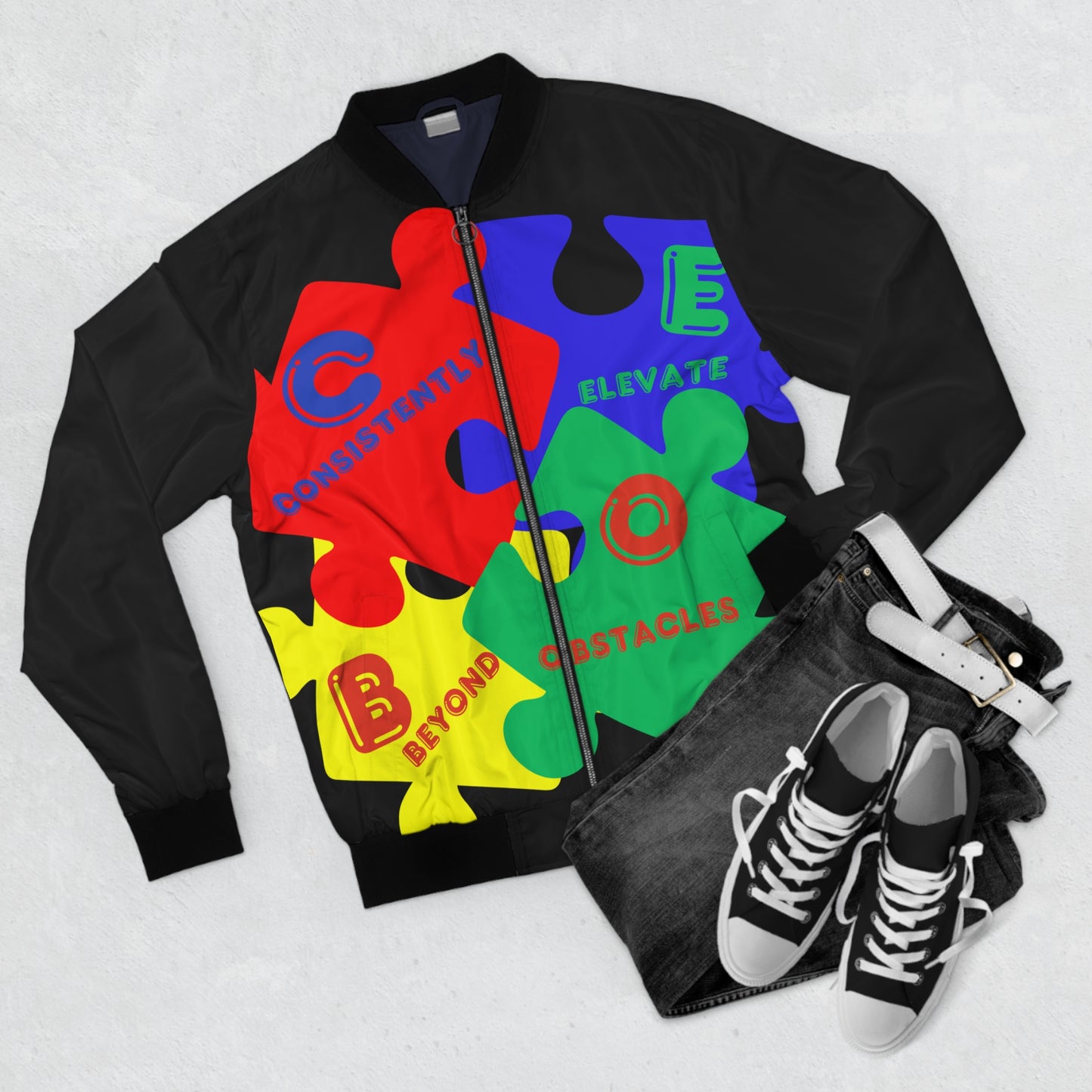 C.E.B.O. Autism Puzzle Bomber Jacket