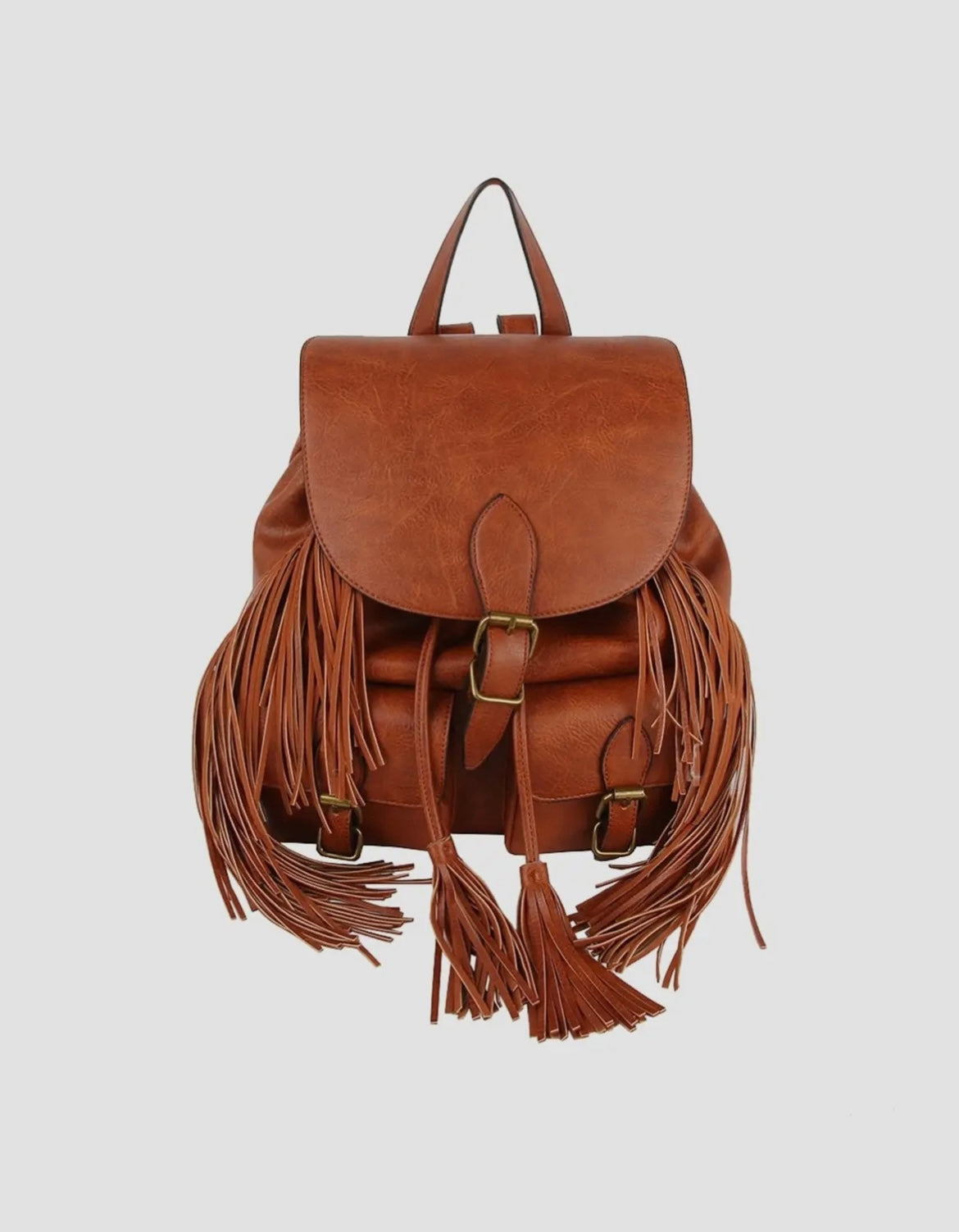 The Double Back Buckle Flap Fringe Backpack