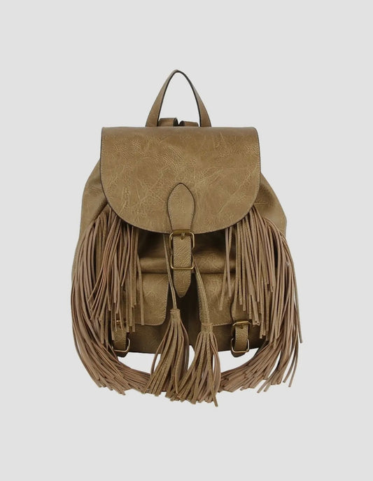 The Double Back Buckle Flap Fringe Backpack