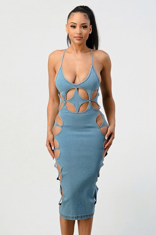 Detailed in Denim Dress