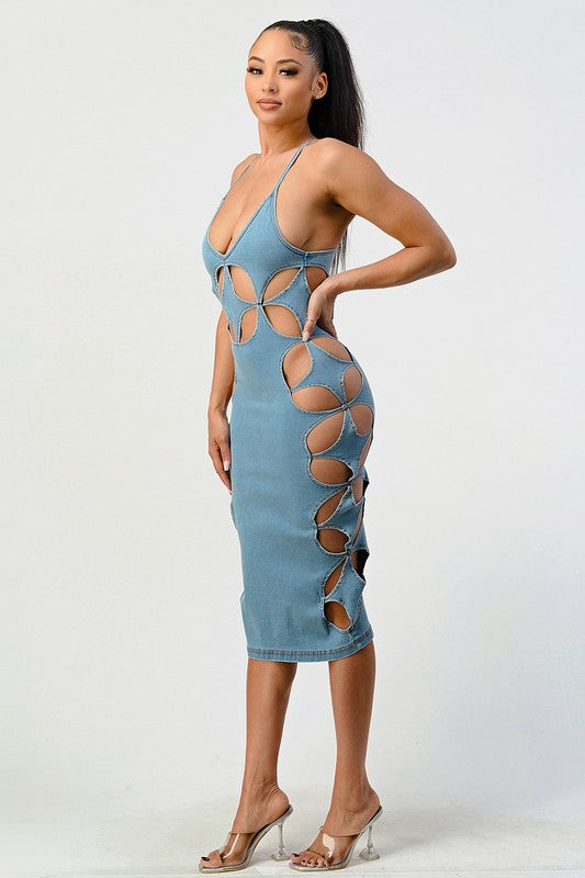 Detailed in Denim Dress