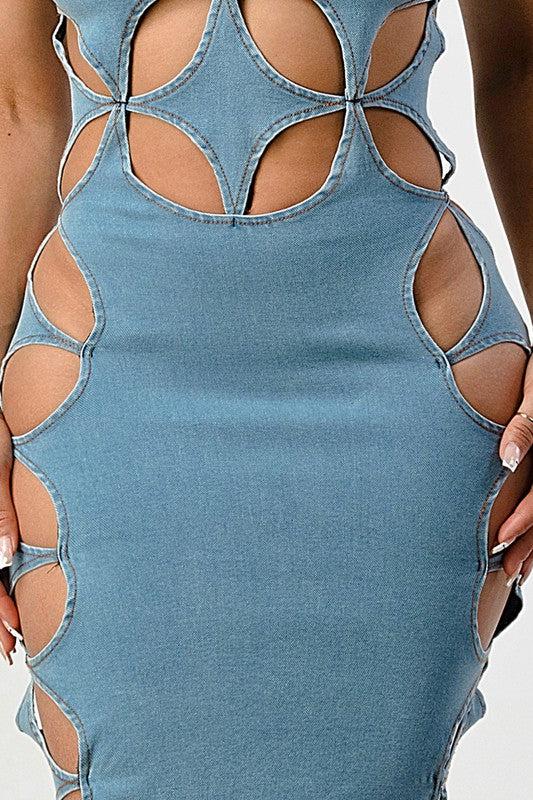 Detailed in Denim Dress