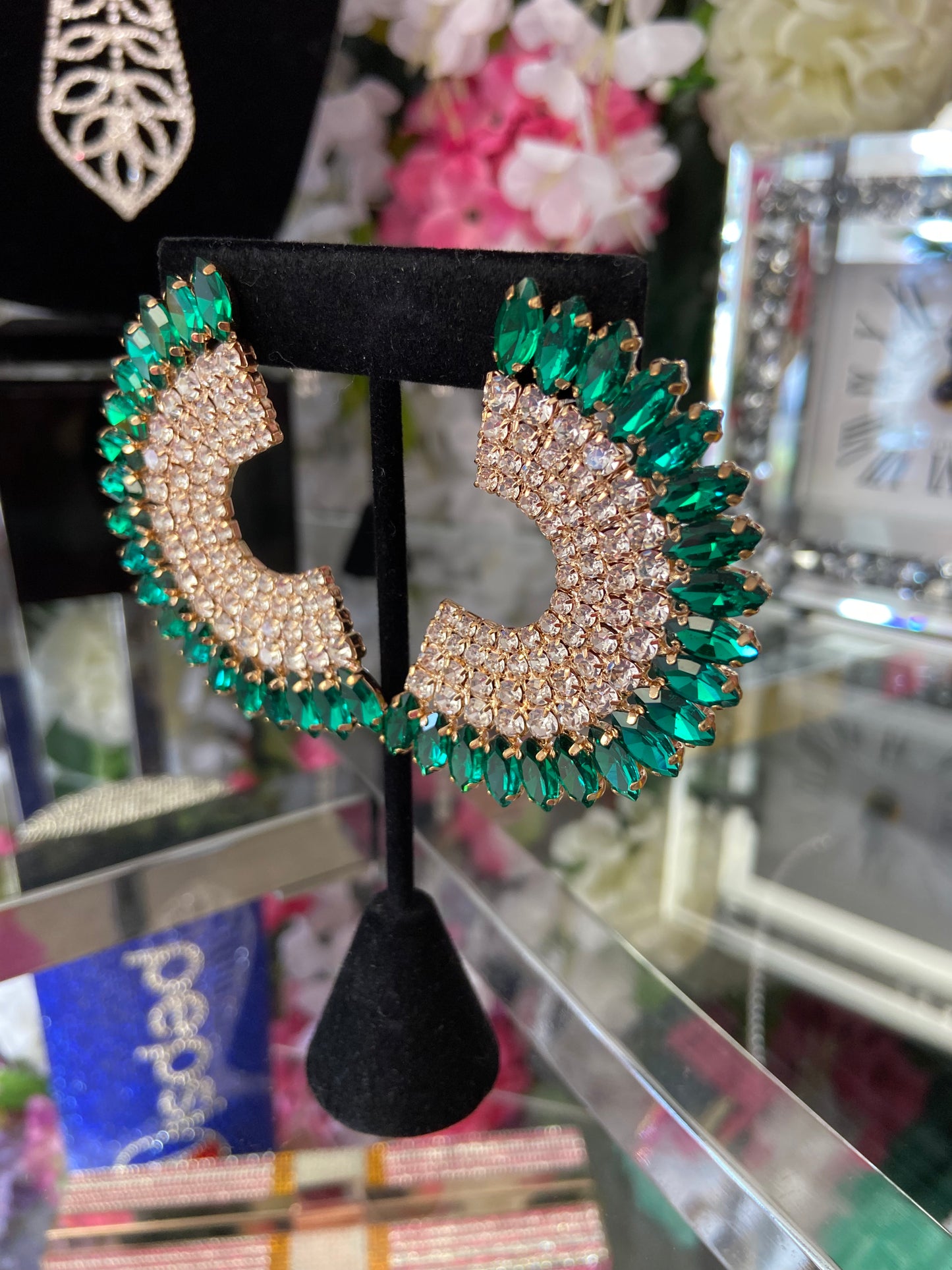 Diamond Crescent Earrings
