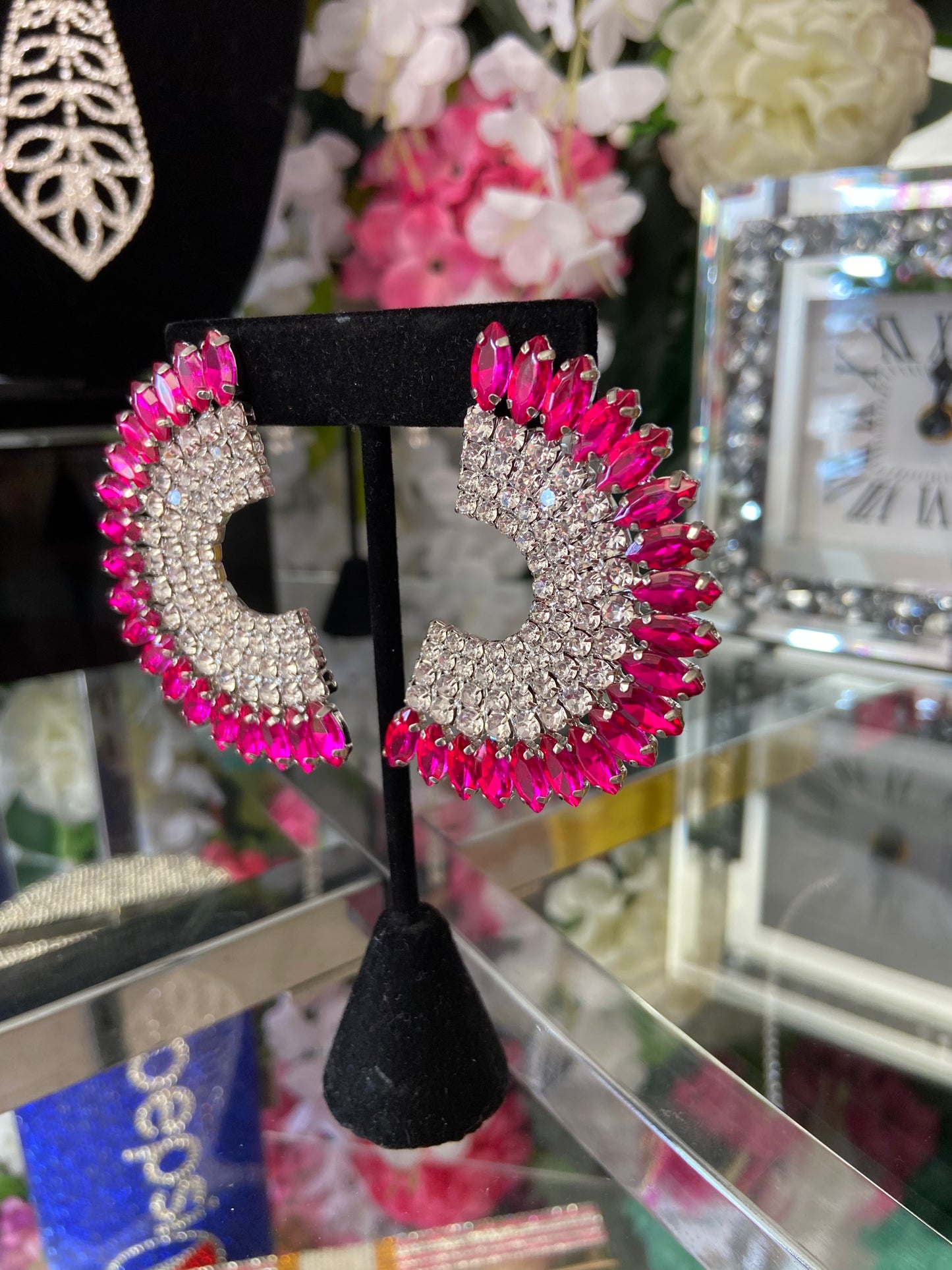 Diamond Crescent Earrings