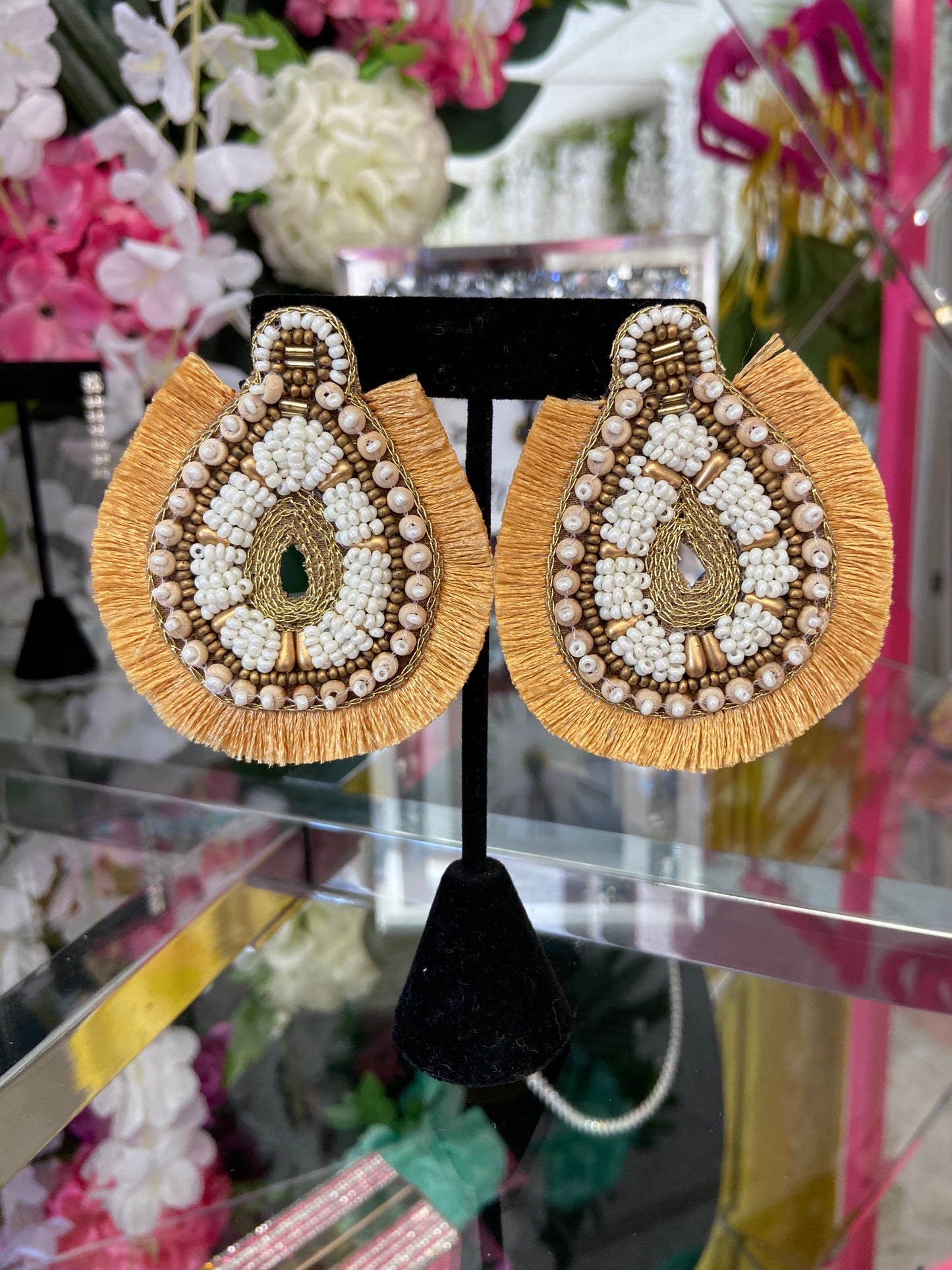 Beaded Fan Earrings