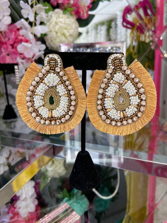 Beaded Fan Earrings