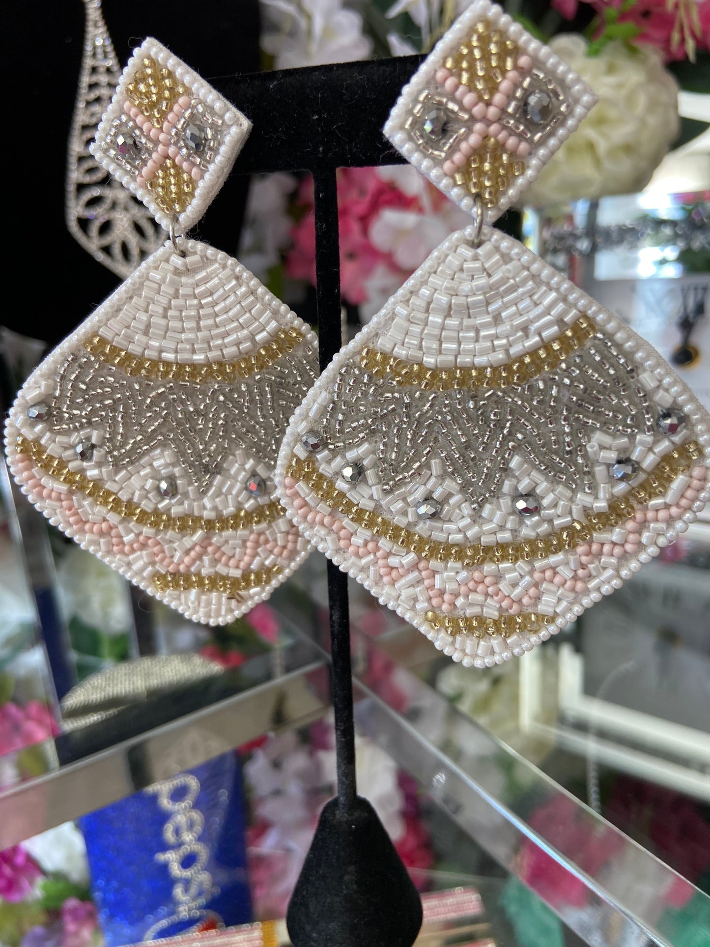 Beaded Diamond Earrings