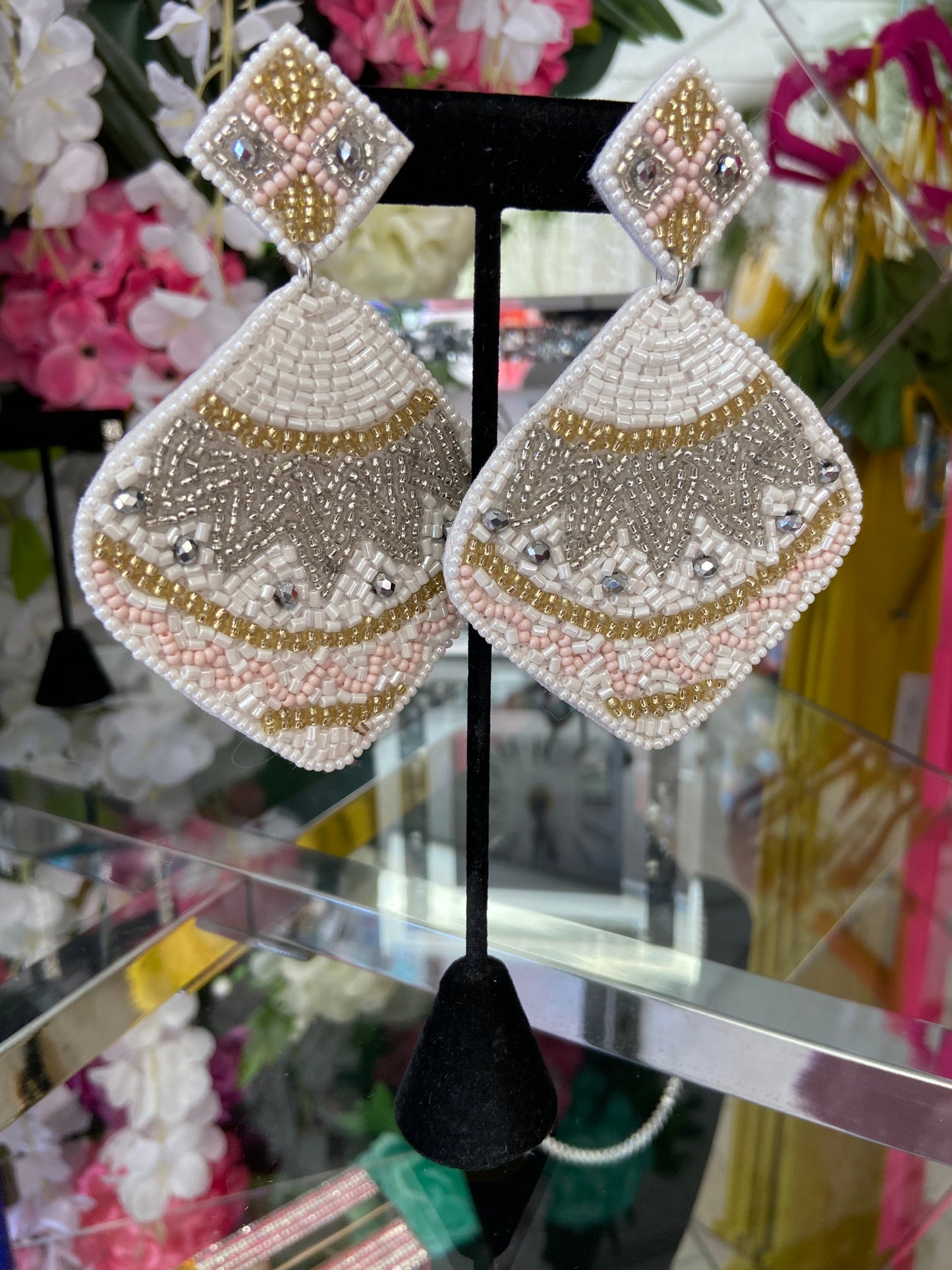 Beaded Diamond Earrings