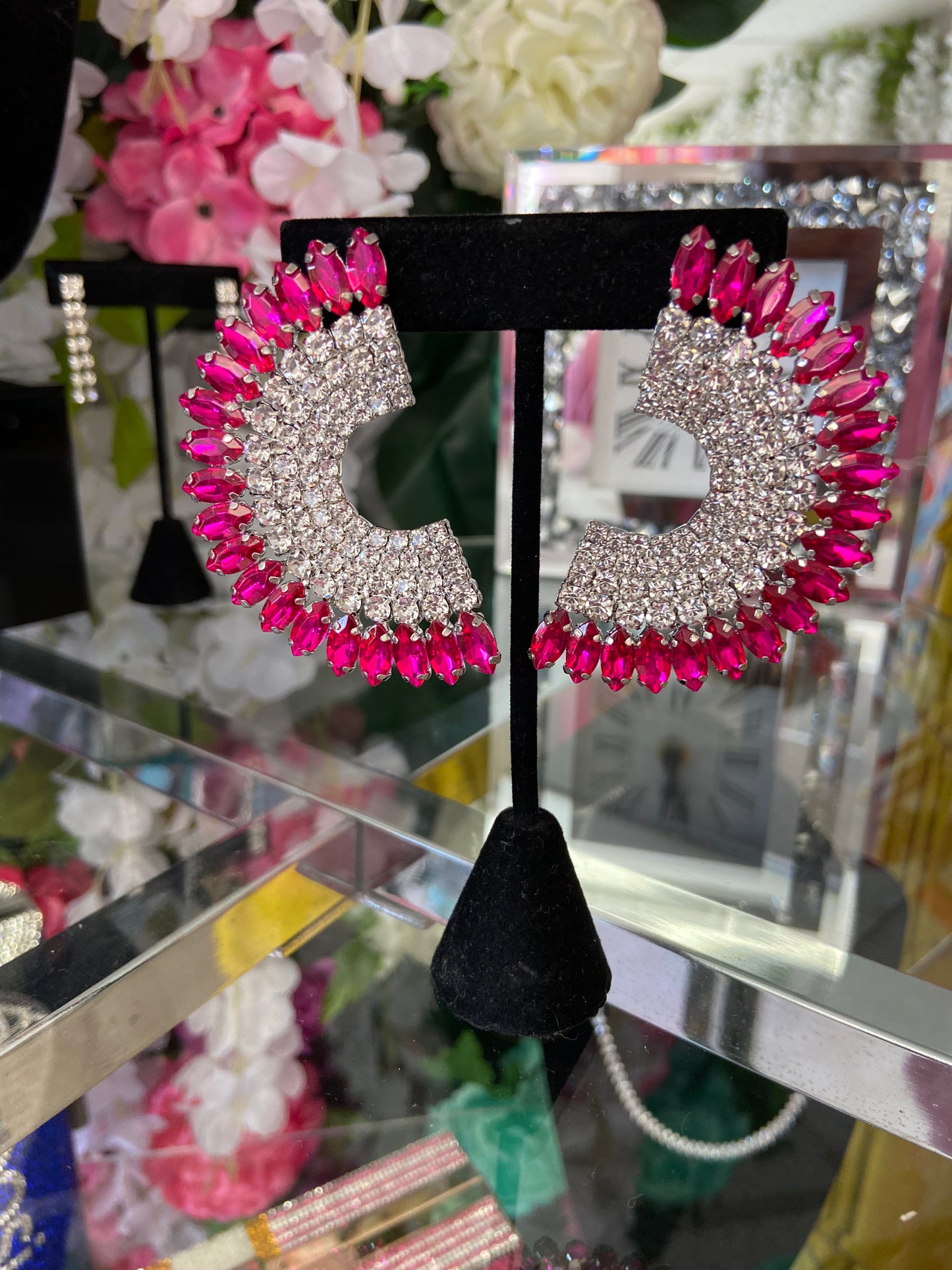 Diamond Crescent Earrings